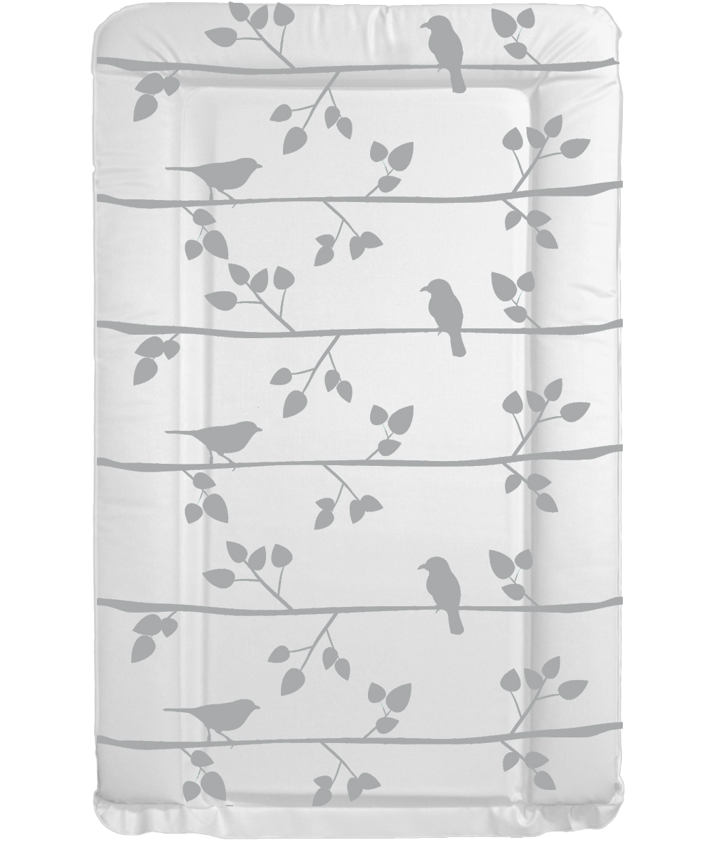 MollyDoo UK Made Baby Boys Girls Changing Mat Birds on a Branch Pink or Grey 